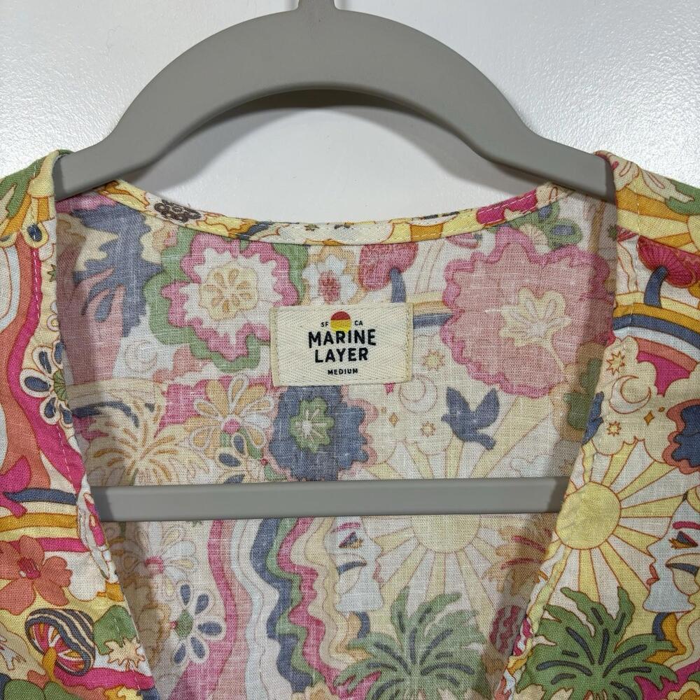 MARINE LAYER- CAMILLA ROMPER-Pastel Groovy Print-Hemp Blend Boho Fairy Sz  Med - Picture 4 of 7